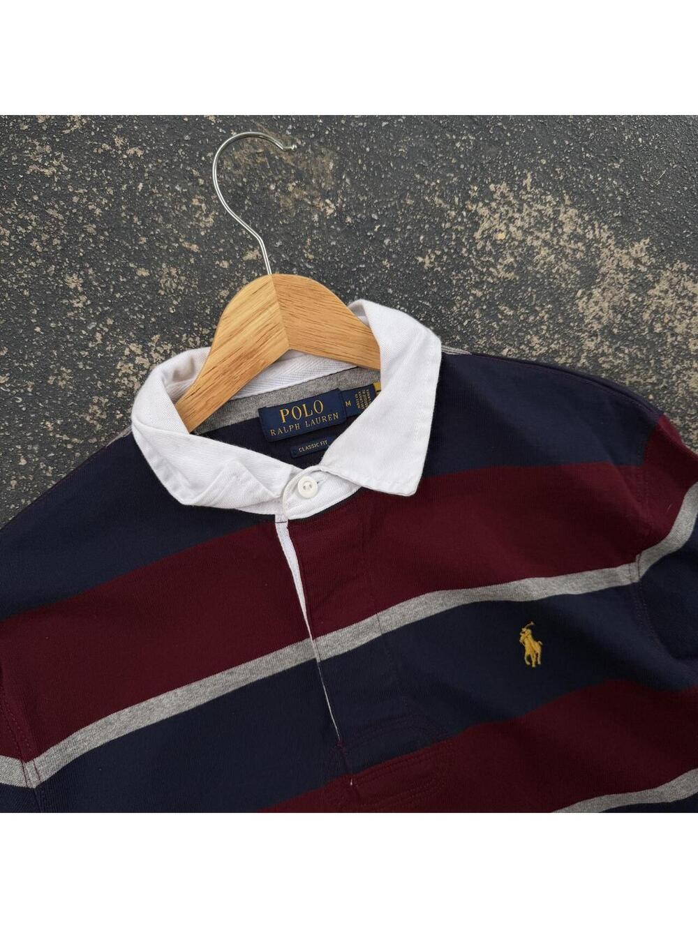 Polo Ralph Lauren Striped Collar Rugby Long Sleeve Shirt - Picture 2 of 4